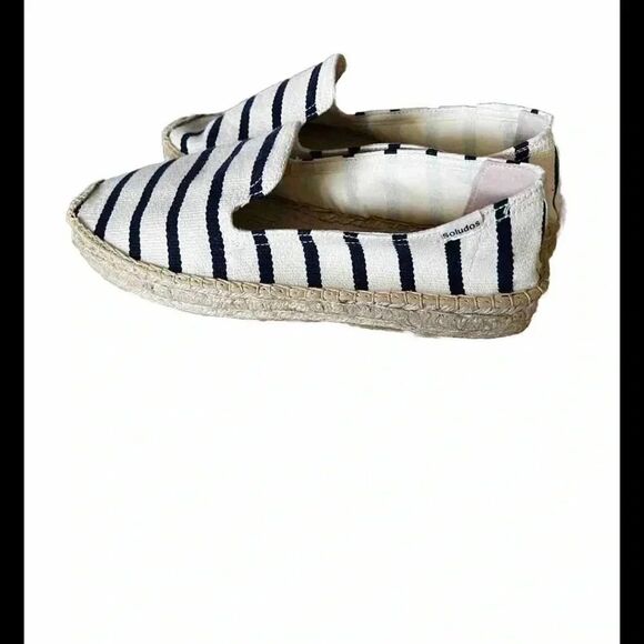 Soludos Womens Espadrille Classic Stripe Smoking Slipper White/Black Size 8 - Picture 6 of 8
